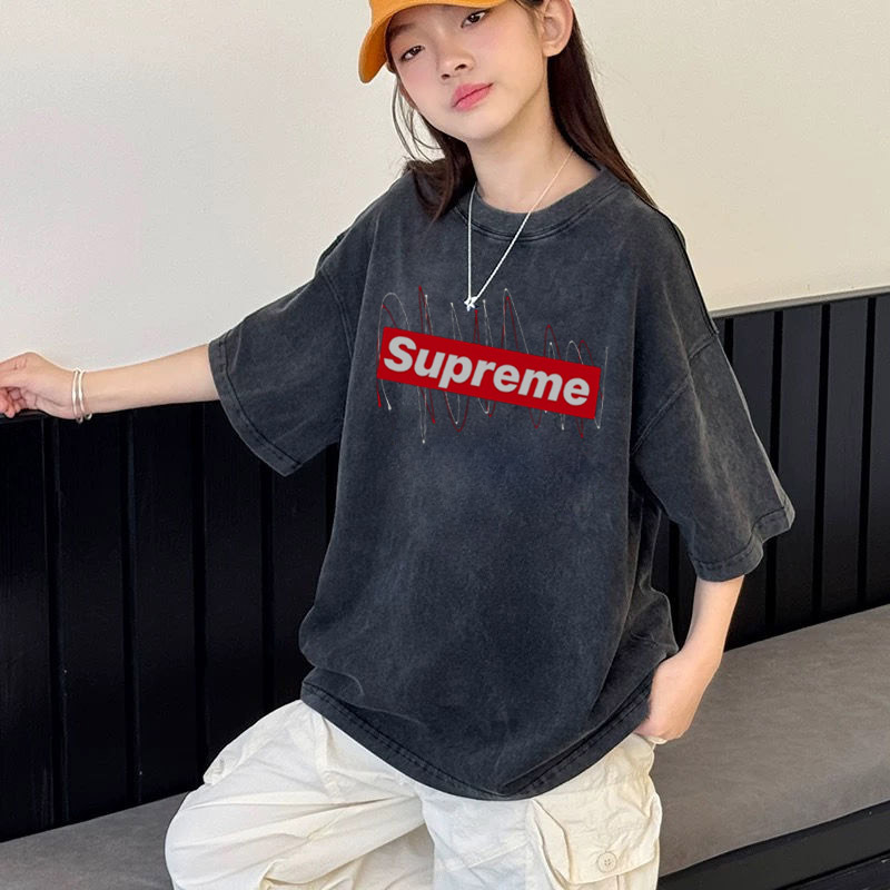 【100-150cm】オシャレ度高め ユニーク シンプル 合わせやすい 女の子 半袖 Ｔシャツ