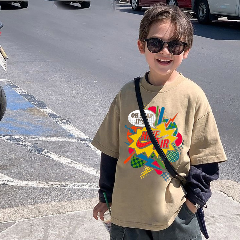 【90-160cm】目を奪われる 大活躍 合わせやすい クール 男の子 半袖 Ｔシャツ