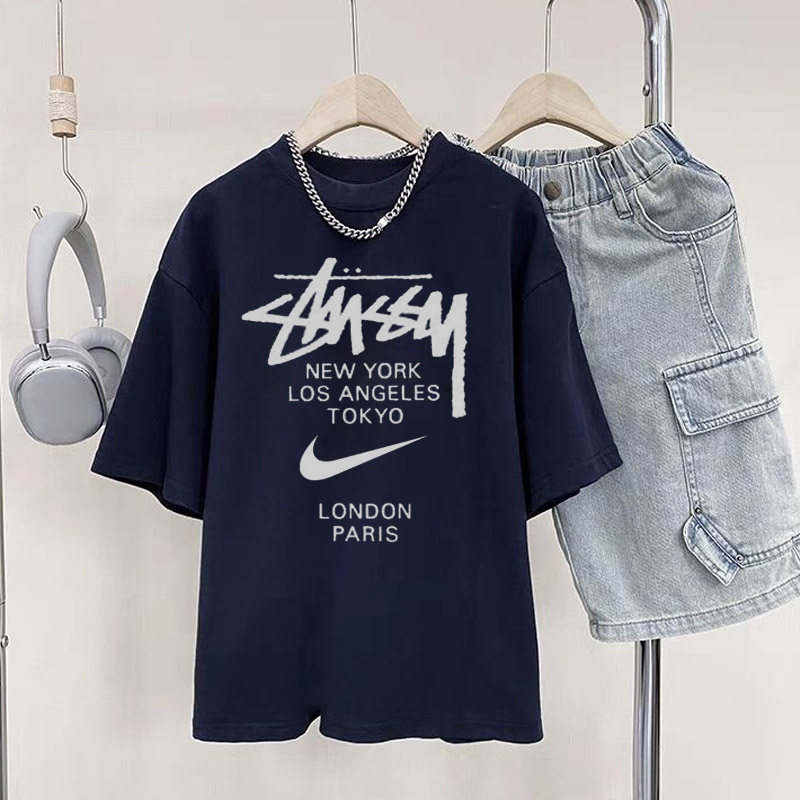 【90-160cm】今季大注目 トレンド 合わせやすい ラウンドネック カジュアル 半袖 Tシャツ