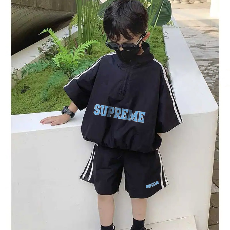 【100-150cm】二点セット 大活躍 スタイリッシュ 目立つ 男の子 トップス+ショートパンツ セットアップ