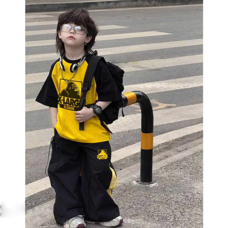 【100-150cm】二点セット 単品注文OK 配色 カジュアル 着やすい 男の子 半袖Ｔシャツ＋パンツ セット