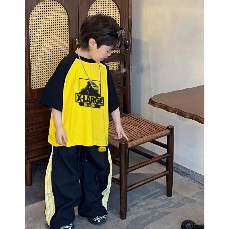 【100-150cm】二点セット 単品注文OK 配色 カジュアル 着やすい 男の子 半袖Ｔシャツ＋パンツ セット