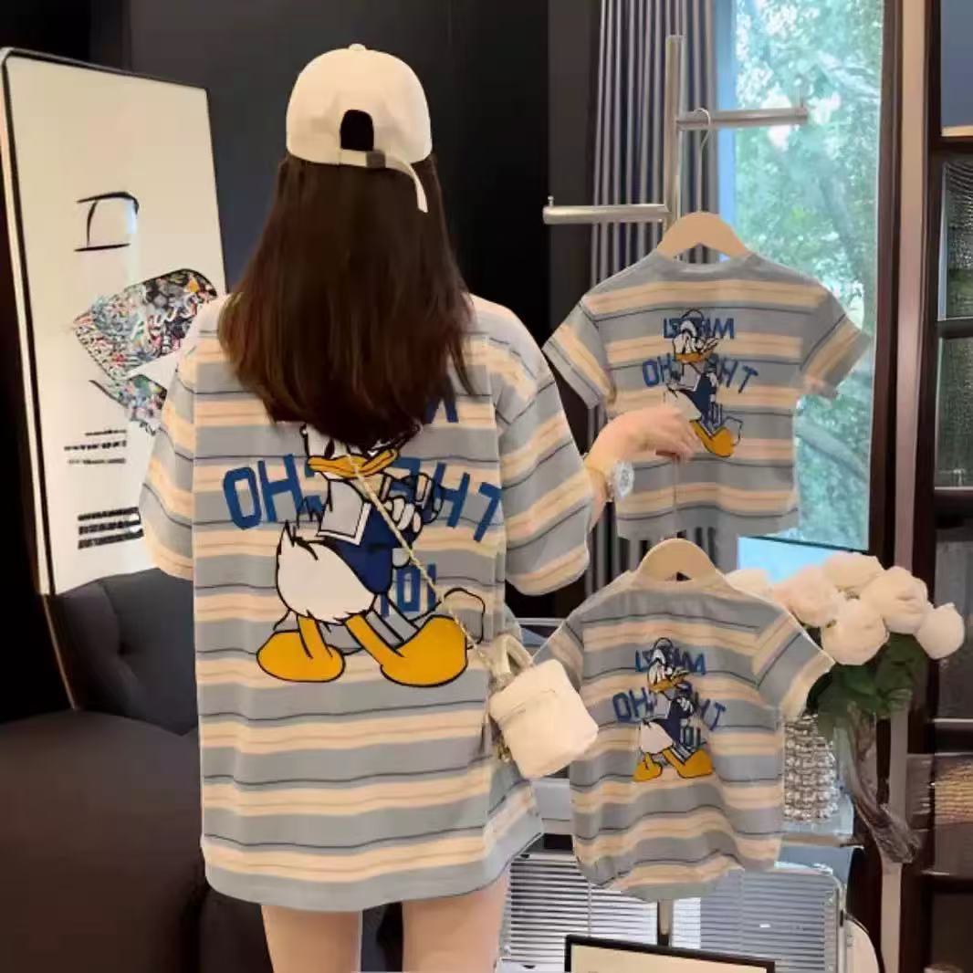 【66-150cm+親サイズ】人気上昇中 可愛い お出かけコーデにも 親子ペア ロンパース/Ｔシャツ