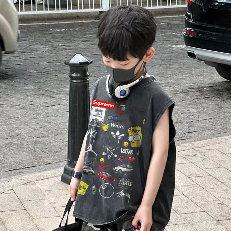【100-150cm】話題沸騰中 爆売れ中 特別なデザイン クール 男の子 タンクトップ
