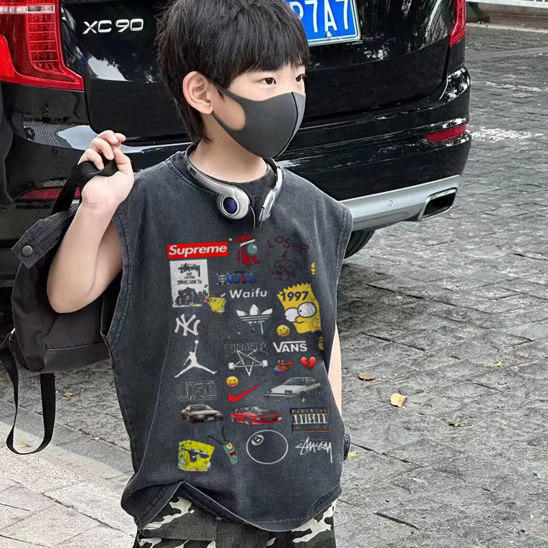 【100-150cm】話題沸騰中 爆売れ中 特別なデザイン クール 男の子 タンクトップ