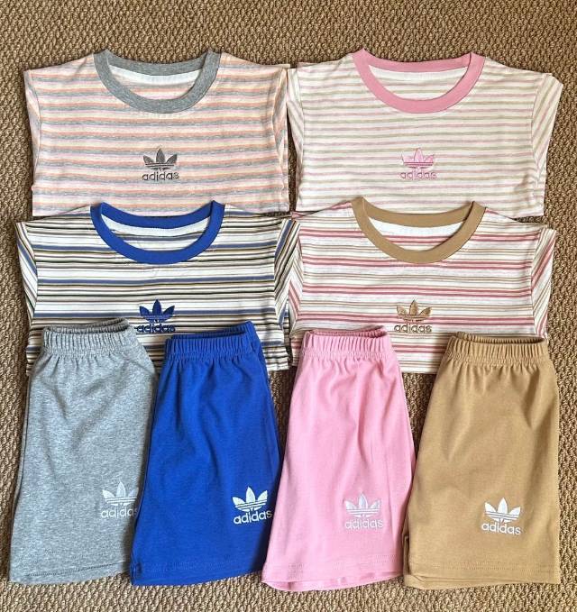 【80-130cm】二点セット デザイン満点 快適 ボーダー柄 半袖Ｔシャツ＋ショートパンツ セットアップ
