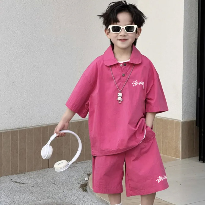 【100-150cm】二点セット トレンド感たっぷり 動きやすい 半袖Tシャツ+ショートパンツ セットアップ