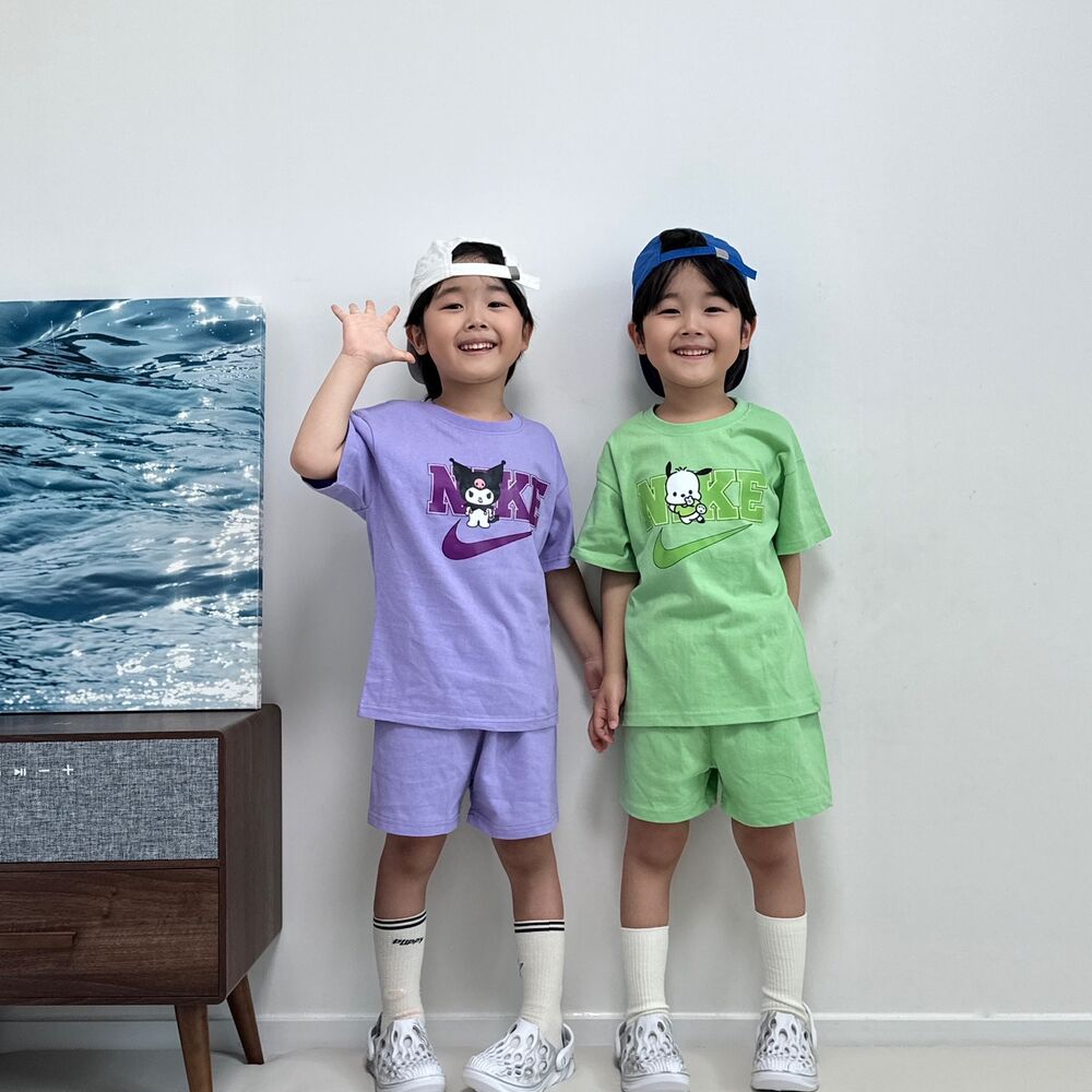 【80-130cm】二点セット 注目度UP カートゥーン 可愛い 多色展開 半袖Ｔシャツ＋ショートパンツ セットアップ