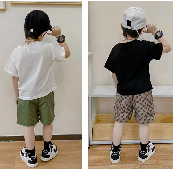 【90-160cm】二点セット 絶対後悔しない品質満点  カジュアル 半袖 Ｔシャツ＋ショートパンツ セットアップ