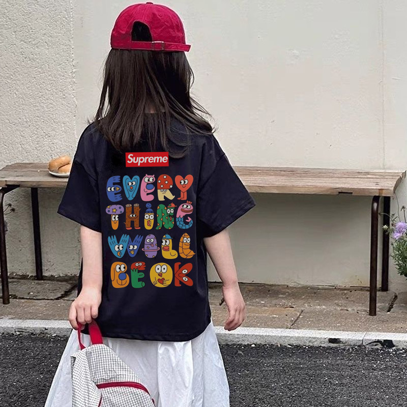 【90-160cm】元気いっぱい 爆売れ中 オシャレ アルファベット 女の子 半袖 Ｔシャツ