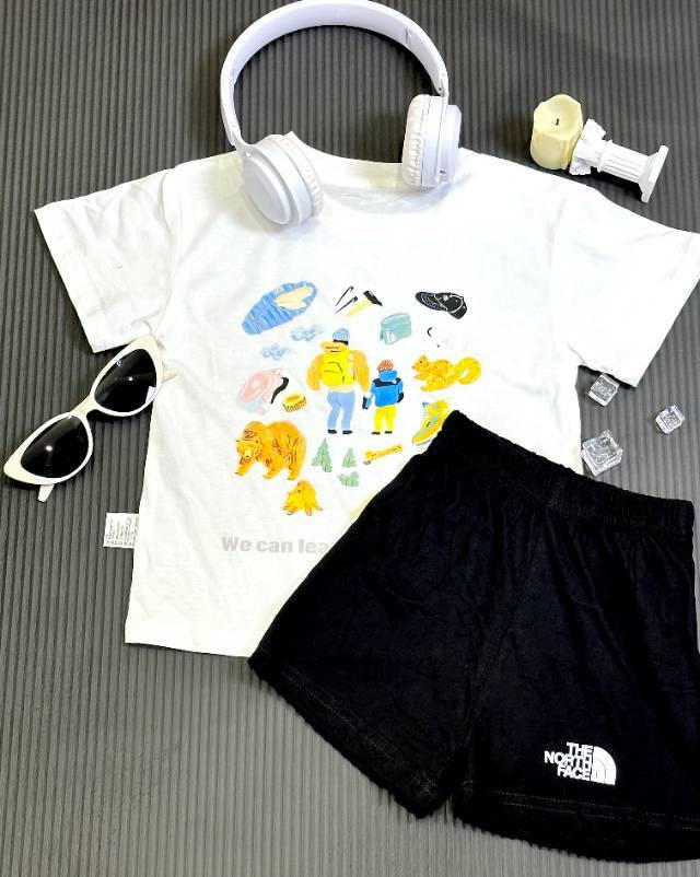 【80-120cm】二点セット 元気いっぱい 大注目 カジュアル 快適 タンクトップ/Tシャツ+ショートパンツ セットアップ