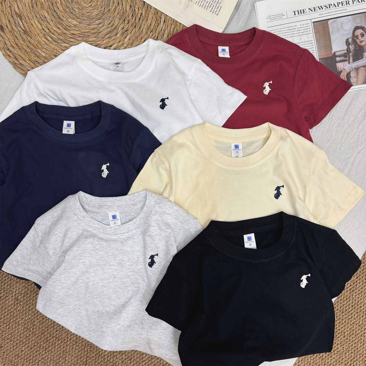 【90-170cm+親サイズ】人気爆発中 大活躍 刺繍 シンプル 合わせやすい 半袖 Ｔシャツ
