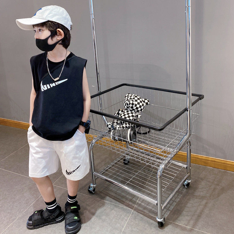 【90-160cm】二点セット リラックス感ある シンプル 涼しく快適 タンクトップ+ショートパンツ セットアップ