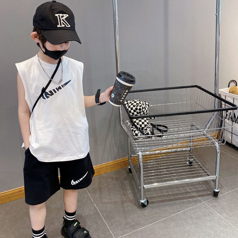 【90-160cm】二点セット リラックス感ある シンプル 涼しく快適 タンクトップ+ショートパンツ セットアップ