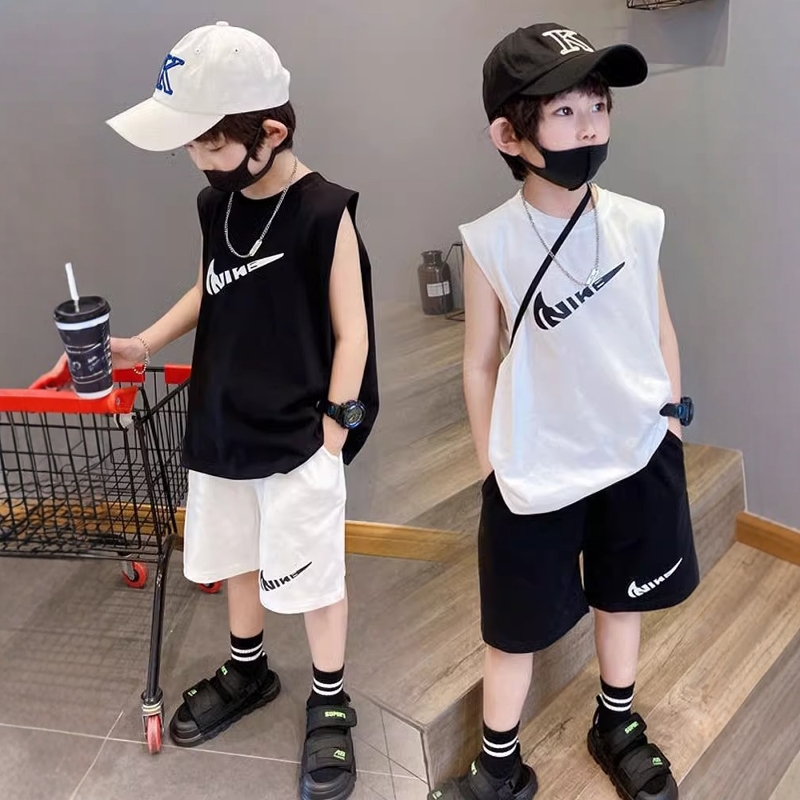 【90-160cm】二点セット リラックス感ある シンプル 涼しく快適 タンクトップ+ショートパンツ セットアップ