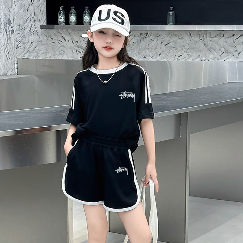 【90-160cm】二点セット 単品注文OK 好感度100％  快適 女の子 半袖 Ｔシャツ＋ショートパンツ セットアップ