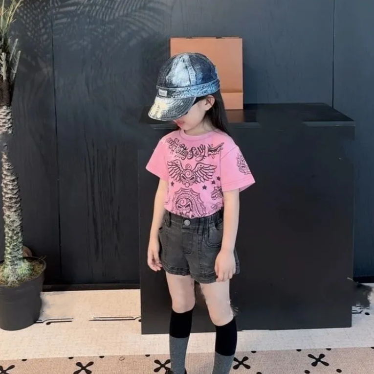【100-160cm】トレンド感たっぷり 爆売れ中 プリント カジュアル 女の子 半袖 Ｔシャツ