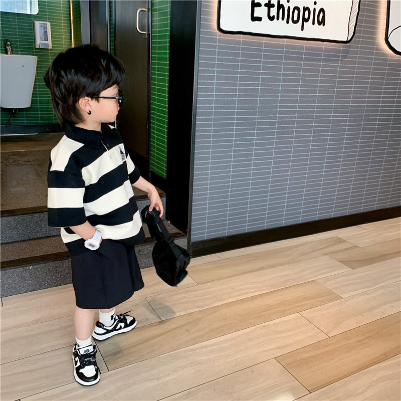 【90-140cm】リラックス感ある 大活躍 カジュアル カッコイイ POLOネック 男の子 半袖 Ｔシャツ