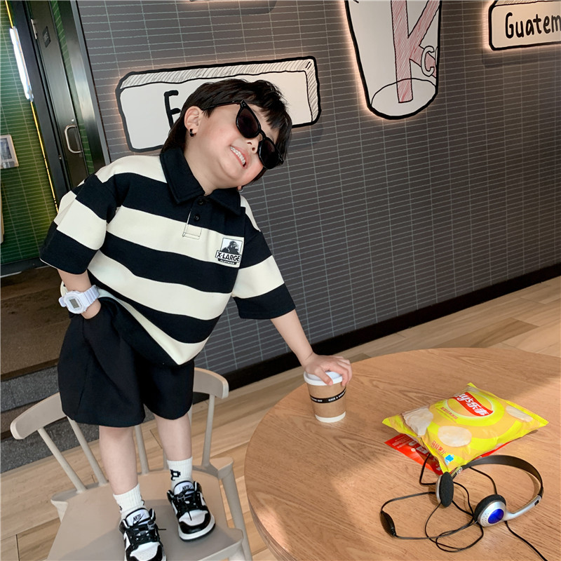 【90-140cm】リラックス感ある 大活躍 カジュアル カッコイイ POLOネック 男の子 半袖 Ｔシャツ
