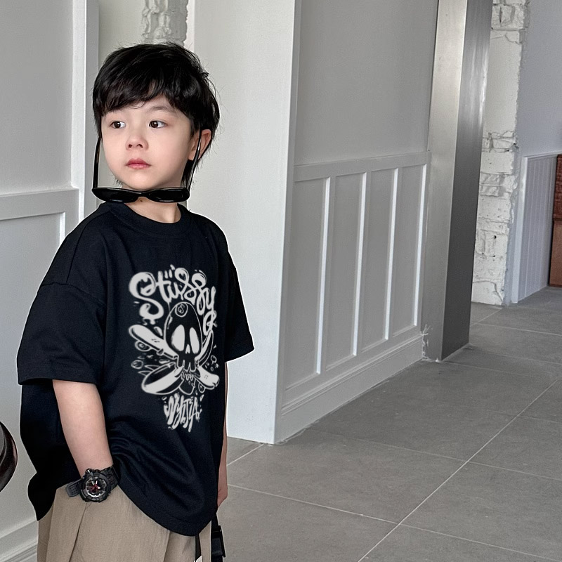 【90-160cm】絶対カッコイイ トレンド ファッション 着心地良い 男の子 半袖 Tシャツ