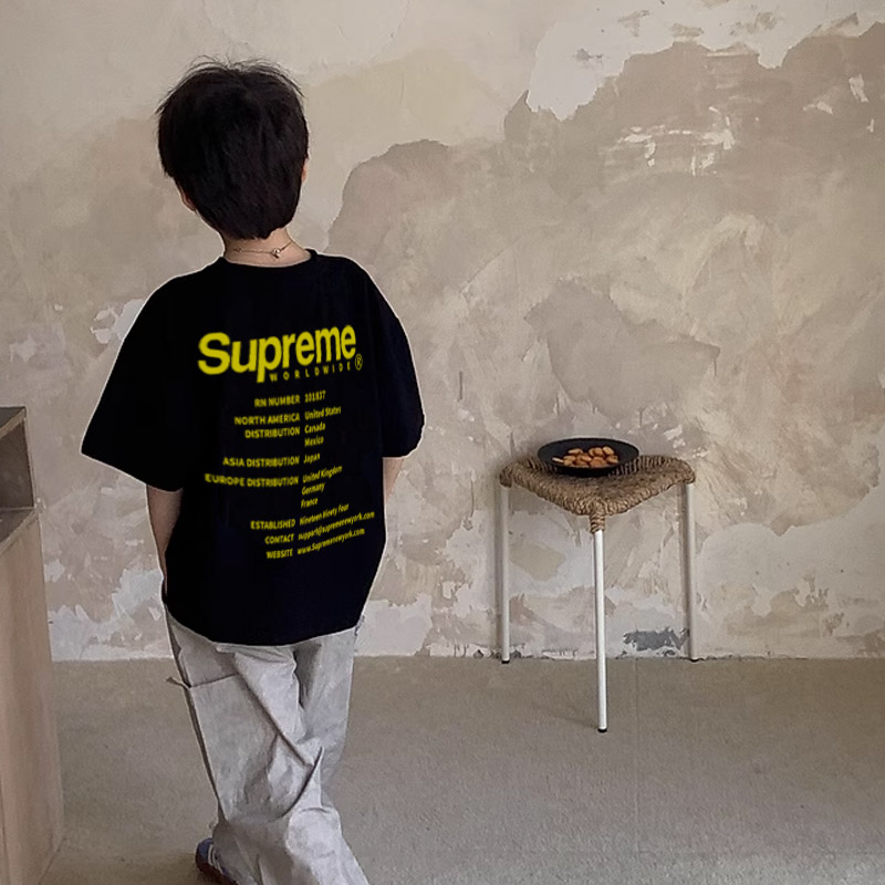 【90-160cm】ストリート感満載 大活躍 ゆったり  アルファベット 男の子 半袖 Ｔシャツ