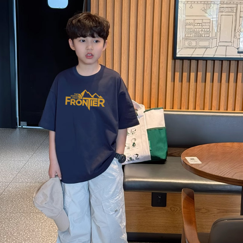 【90-160cm】リラックス感ある爆売れ中 カジュアル アルファベット 男の子 半袖 Tシャツ