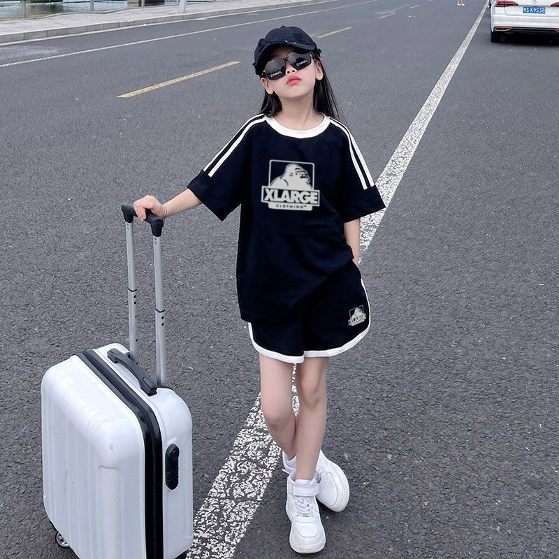 【90-160cm】二点セット リラックス感ある 爆売れ中 カジュアル 快適 女の子 半袖 Ｔシャツ＋ショートパンツ セットアップ