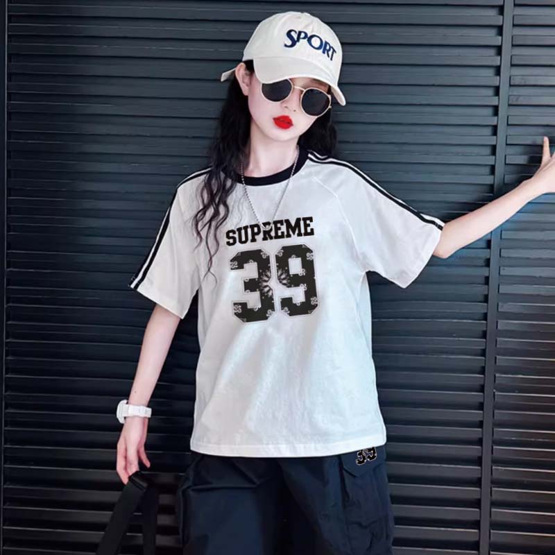 【100-150cm】大好評 シンプル トレンド 合わせやすい ルーズ 女の子 半袖 Tシャツ