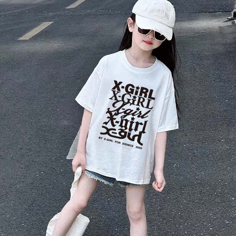 【90-160cm】コンフォート感抜群 大人気 アルファベット 着やすい 女の子 半袖 Ｔシャツ
