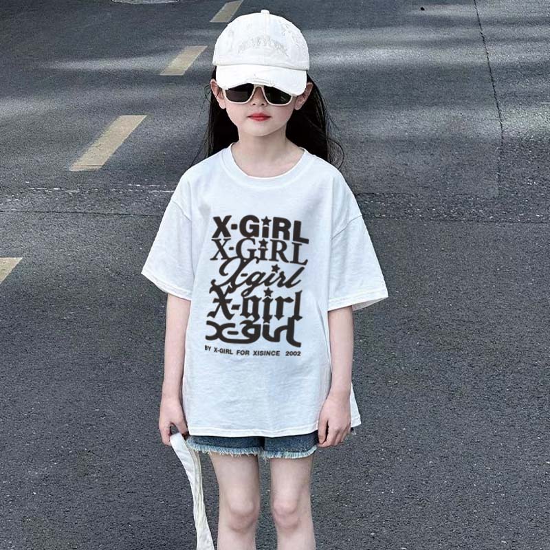 【90-160cm】コンフォート感抜群 大人気 アルファベット 着やすい 女の子 半袖 Ｔシャツ